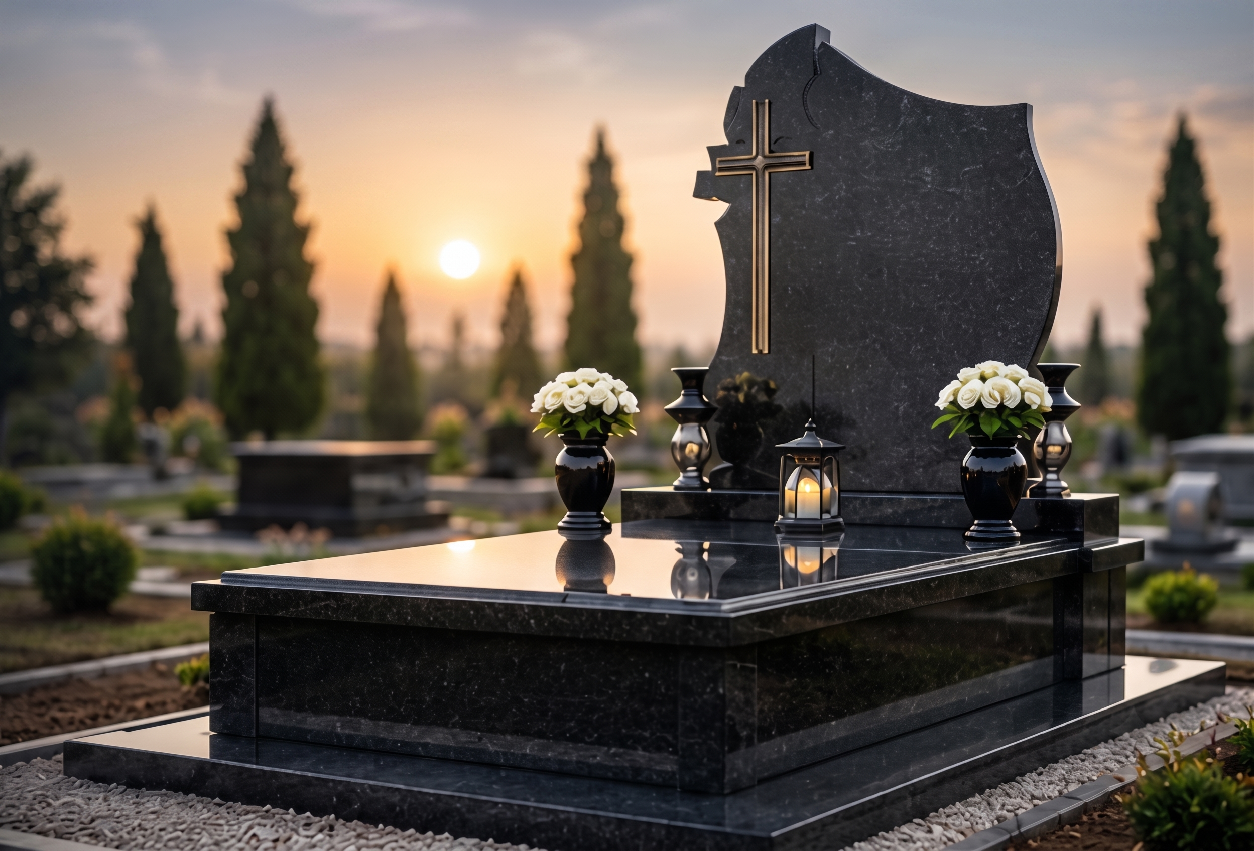 Home Monument funerar din granit negru, cimitir